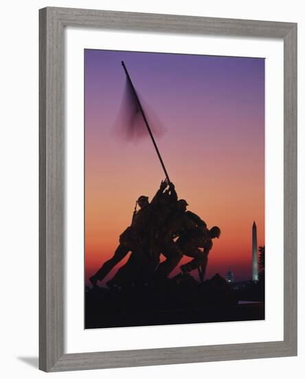 Iwo Jima Memorial at Sunset, Washington DC, USA-Walter Bibikow-Framed Photographic Print