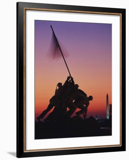 Iwo Jima Memorial at Sunset, Washington DC, USA-Walter Bibikow-Framed Photographic Print