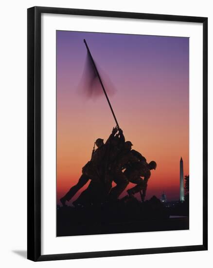 Iwo Jima Memorial at Sunset, Washington DC, USA-Walter Bibikow-Framed Photographic Print