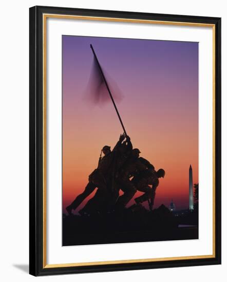 Iwo Jima Memorial at Sunset, Washington DC, USA-Walter Bibikow-Framed Photographic Print