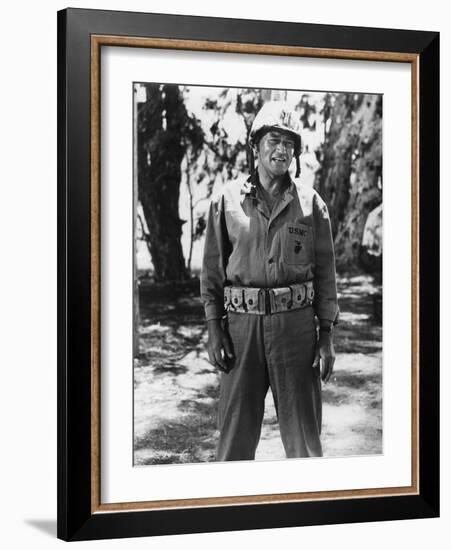 Iwo Jima Sands of Iwo Jima by Allan Dwan with John Wayne, 1949 (b/w photo)-null-Framed Photo