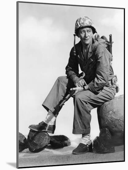 Iwo Jima Sands of Iwo Jima by AllanDwan with John Wayne, 1949 (b/w photo)-null-Mounted Photo