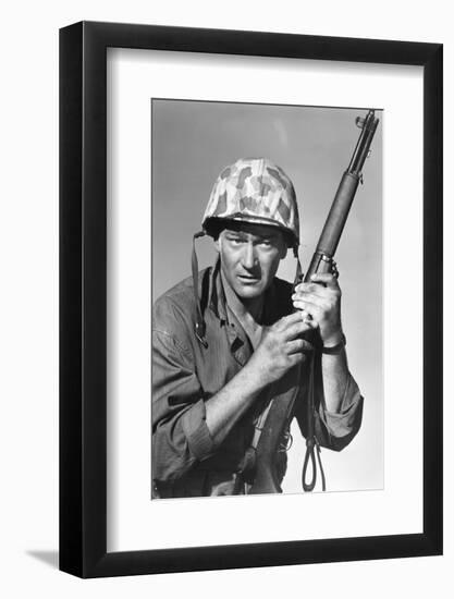 Iwo Jima Sands of Iwo Jima by AllanDwan with John Wayne, 1949 (b/w photo)-null-Framed Photo