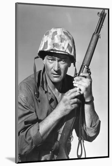 Iwo Jima Sands of Iwo Jima by AllanDwan with John Wayne, 1949 (b/w photo)-null-Mounted Photo