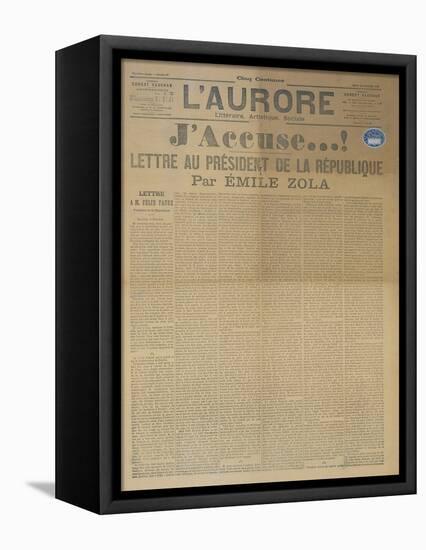 J'Accuse Letter by Emile Zola, Published in L'Aurore, 13th January 1898-null-Framed Premier Image Canvas