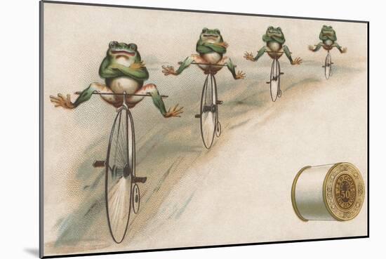 J and P Coats Trade Card of Frog Cyclists-null-Mounted Giclee Print