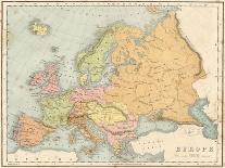 Map, Europe C1840-J Brown-Photographic Print