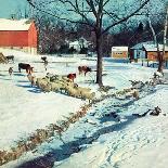 "Snowy Barnyard," Country Gentleman Cover, February 1, 1948-J.c. Allen-Framed Giclee Print