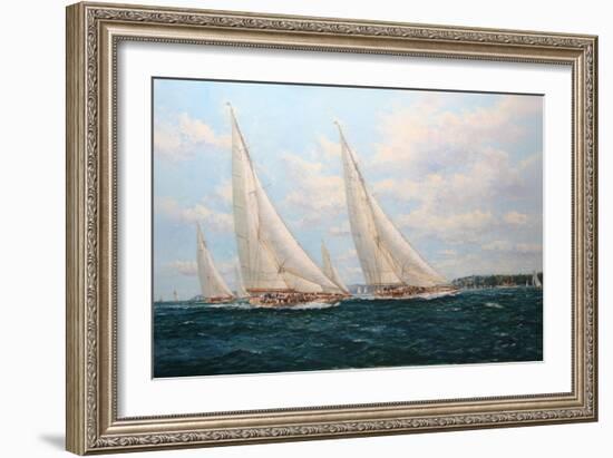 J Class Yachts Racing Off Cowes 1935-John Sutton-Framed Giclee Print