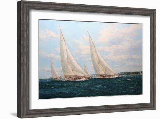 J Class Yachts Racing Off Cowes 1935-John Sutton-Framed Giclee Print