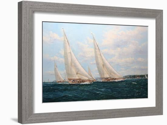 J Class Yachts Racing Off Cowes 1935-John Sutton-Framed Giclee Print