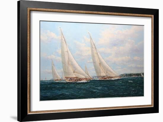 J Class Yachts Racing Off Cowes 1935-John Sutton-Framed Giclee Print