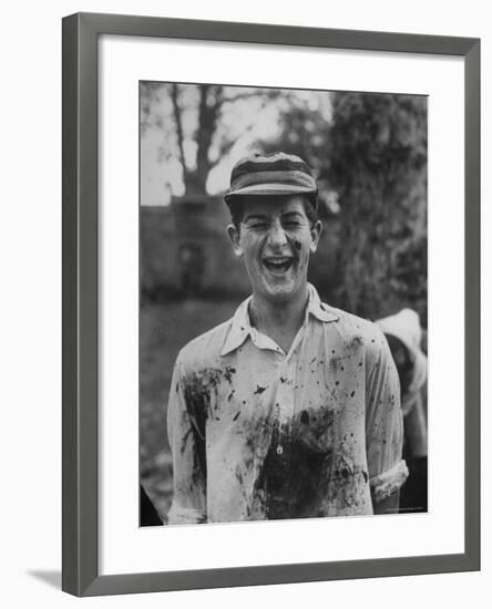 J.H.D. Briscol Having a Mud Splattered Face and Shirt After Informal Game of Football-Cornell Capa-Framed Photographic Print