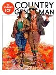 "Hunting Couple on Walk," Country Gentleman Cover, November 1, 1936-J. Hennesy-Framed Giclee Print