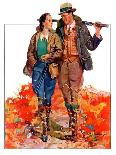 "Hunting Couple on Walk," Country Gentleman Cover, November 1, 1936-J. Hennesy-Framed Premier Image Canvas