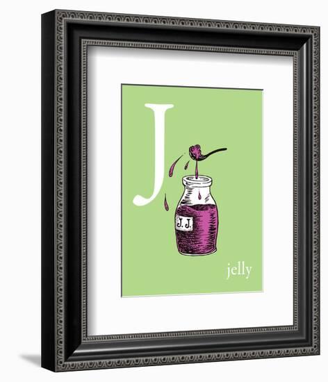 J is for Jelly (green)-Theodor (Dr. Seuss) Geisel-Framed Art Print