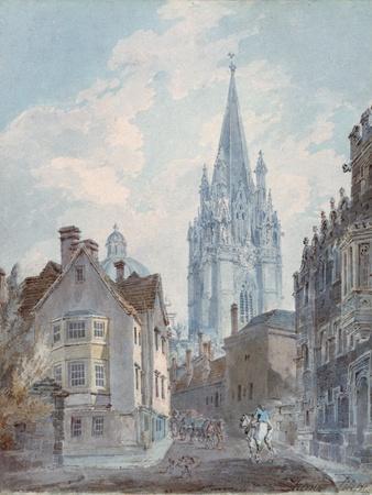 Oxford: St Mary's from Oriel Lane, 1792-1793 - Giclee Print, 24x32
