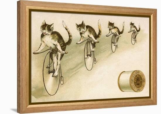 J&P Coats Trade Card with Cats Bicycling-null-Framed Premier Image Canvas