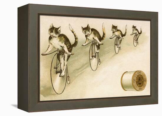 J&P Coats Trade Card with Cats Bicycling-null-Framed Premier Image Canvas