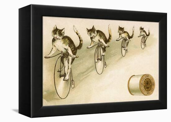 J&P Coats Trade Card with Cats Bicycling-null-Framed Premier Image Canvas