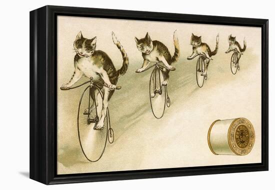 J&P Coats Trade Card with Cats Bicycling-null-Framed Premier Image Canvas