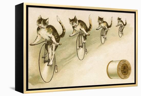 J&P Coats Trade Card with Cats Bicycling-null-Framed Premier Image Canvas