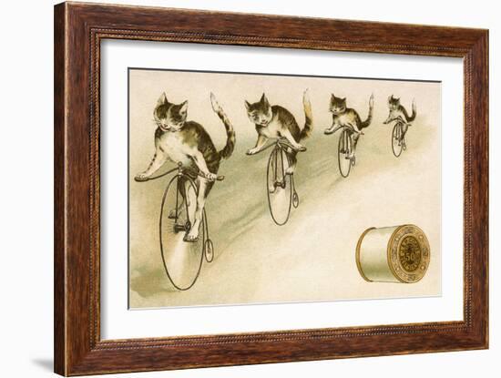 J&P Coats Trade Card with Cats Bicycling-null-Framed Giclee Print