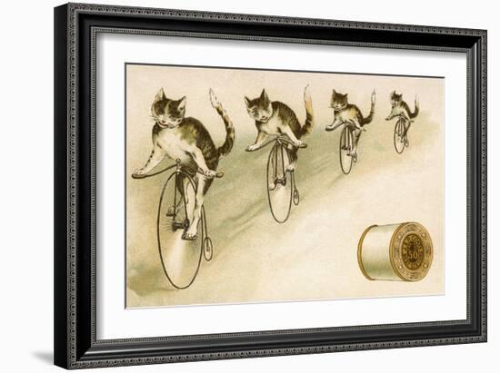 J&P Coats Trade Card with Cats Bicycling-null-Framed Giclee Print