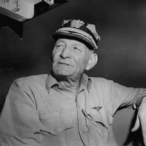 Admiral John S. Mccain, Sitting Aboard a Us Navy Carrier by J^ R^ Eyerman