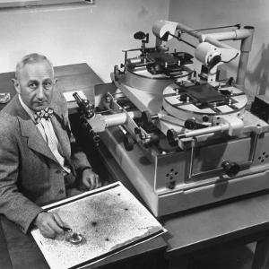 Astronomer Walter Baade Studying a Star Map by J^ R^ Eyerman