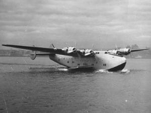 Boeing Clipper Moving on Top of a Body of Water by J^ R^ Eyerman
