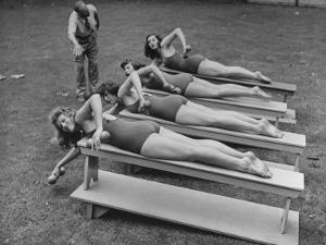 Coach Jack Cody, Conducting Practice at Multnomah Club Women's Relay Team by J^ R^ Eyerman