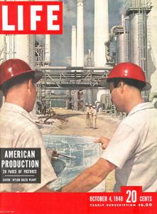 DuPont Nylon Salts Plant, Foremen John McLeod and Sam Mottice Checking Blueprints, October 4, 1948 by J^ R^ Eyerman