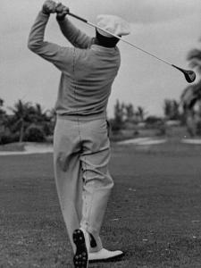 Golfer Ben Hogan, Demonstrating His Golf Drive by J^ R^ Eyerman
