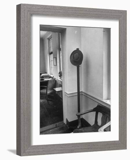 J. Robert Oppenheimer's Famous Porkpie Hat Which Hangs Outside of His Office-Alfred Eisenstaedt-Framed Photographic Print