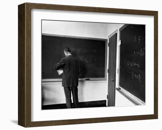 J. Robert Oppenheimer, Working Out Physics Formulas on Blackboards-Alfred Eisenstaedt-Framed Premium Photographic Print