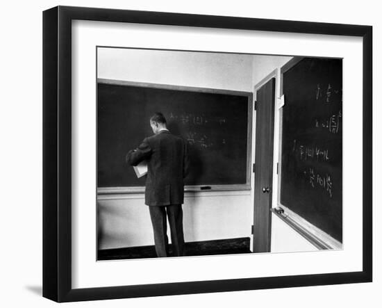 J. Robert Oppenheimer, Working Out Physics Formulas on Blackboards-Alfred Eisenstaedt-Framed Premium Photographic Print