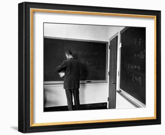 J. Robert Oppenheimer, Working Out Physics Formulas on Blackboards-Alfred Eisenstaedt-Framed Premium Photographic Print