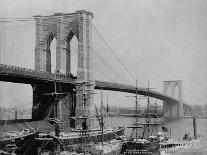 Brooklyn Bridge and Sailing Ships-J.S. Johnston-Photographic Print