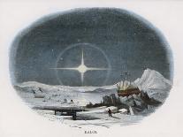 Traveller in a Reindeer Sleigh Sees a Spectacular Aurora Over the Northern Ice-J.w. Whimper-Art Print