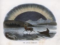 Traveller in a Reindeer Sleigh Sees a Spectacular Aurora Over the Northern Ice-J.w. Whimper-Art Print