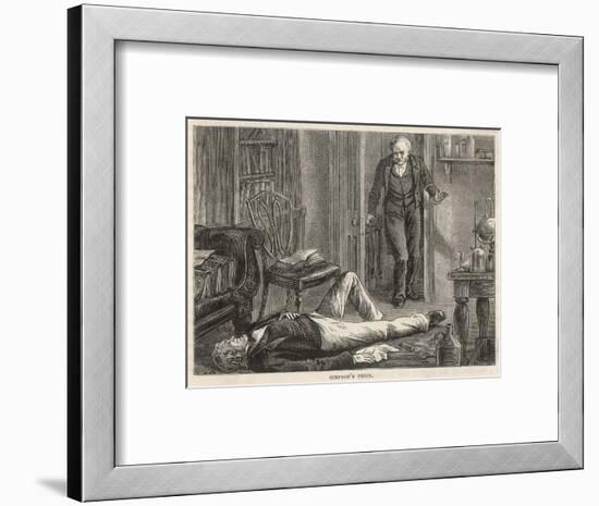 J.Y. Simpson Experiments with Chloroform and is Discovered by a Colleague-null-Framed Art Print