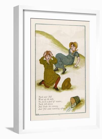 Jack and Jill after They Have Fallen Down the Hill-Kate Greenaway-Framed Art Print