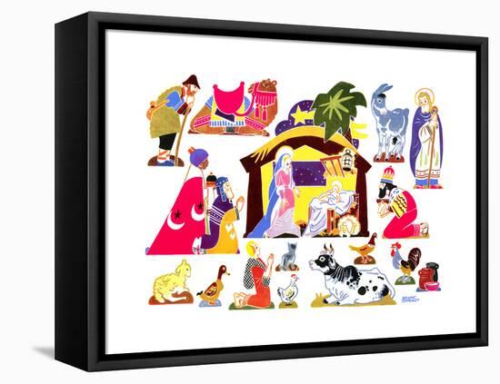 Jack and Jill Make a Creche - Jack & Jill-Frank Dobias-Framed Premier Image Canvas