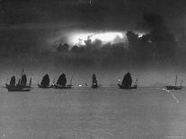 Smugglers' Junks Sailing in Dying Light of Dusk-Jack Birns-Framed Photographic Print