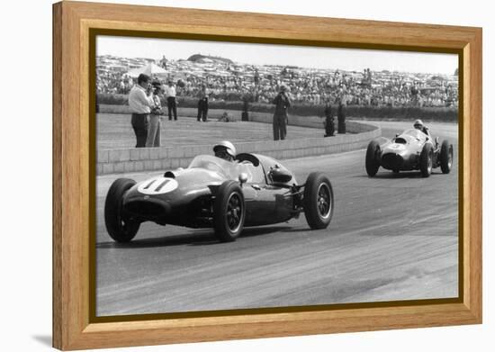 Jack Brabham leads in his Cooper T45, 1958 British Grand Prix-null-Framed Premier Image Canvas