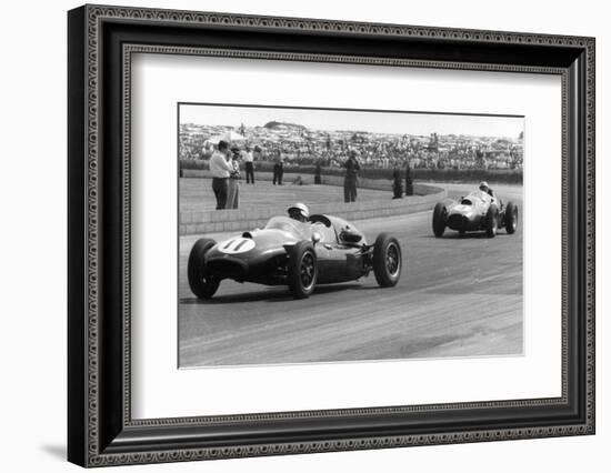 Jack Brabham leads in his Cooper T45, 1958 British Grand Prix-null-Framed Photographic Print