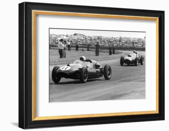 Jack Brabham leads in his Cooper T45, 1958 British Grand Prix-null-Framed Photographic Print