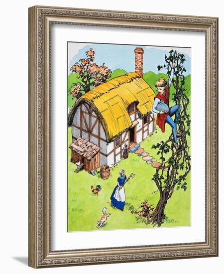 Jack Climbs Down the Beanstalk, Illustration from 'Jack and the Beanstalk', 1969-English School-Framed Giclee Print