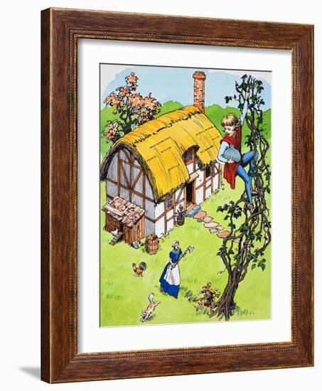 Jack Climbs Down the Beanstalk, Illustration from 'Jack and the Beanstalk', 1969-English School-Framed Giclee Print